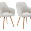 Lot De 2 Chaises Avec Accoudoirs - Tissu Et Métal Effet Bois - Crème - ELEANA -Meubles Soldes Boutique chaise 715943
