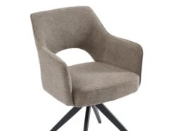 Chaise Pivotante Avec Accoudoirs En Tissu Et Métal - Taupe - KONYA 13 Chaise Pivotante Avec Accoudoirs En Tissu Et Métal - Taupe - KONYA -Meubles Soldes Boutique chaise 7326705