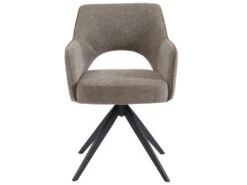 Chaise Pivotante Avec Accoudoirs En Tissu Et Métal - Taupe - KONYA 11 Chaise Pivotante Avec Accoudoirs En Tissu Et Métal - Taupe - KONYA -Meubles Soldes Boutique chaise 7326711