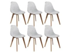 STYGN - Lot De 6 Chaises Avec Maille Grise