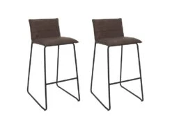 ZYLA - Lot De 2 Chaises De Bar Matelassées Marron