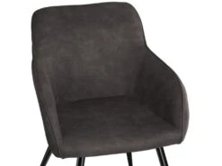 Lot De 6 Chaises Pieds Noir Siège De Salon Cuisine Salle à Manger Design élégant Tissu Gris Foncé 08_0000056 -Meubles Soldes Boutique chaise 8938053