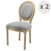 AGATHE - Chaise Médaillon Gris Pieds Bois(x2)
