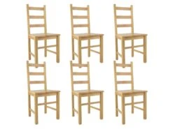 ORTA - Lot De 6 Chaises Naturelles Et Assises En Bois