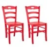 SUZY - Lot De 2 Chaises Laquées Rouge Et Assises En Bois -Meubles Soldes Boutique chaise 9182681