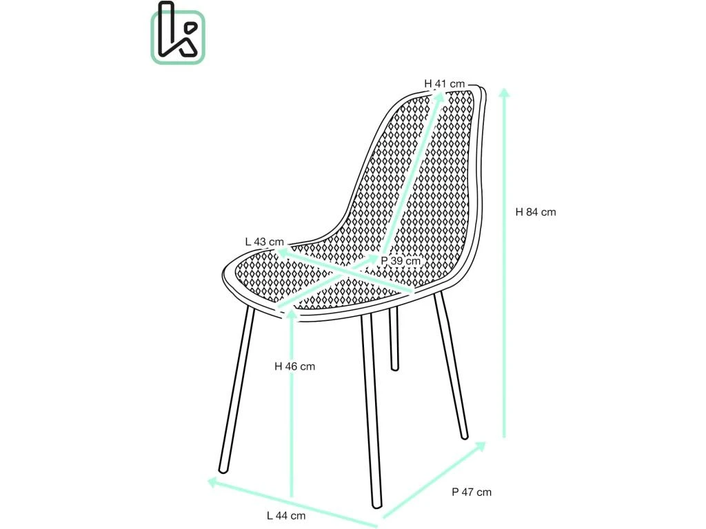 KAYELLES Lot De 4 Chaises De Cuisine Nid D’abeille OTA (Noir) 7 KAYELLES Lot De 4 Chaises De Cuisine Nid D’abeille OTA (Noir) – Image 5