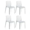 Lot 4 Chaises Ajourées Empilables Blanches - GRUYER -Meubles Soldes Boutique chaise 9245603