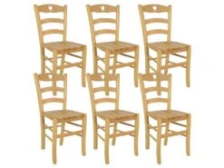 NAPLES - Lot De 6 Chaises Naturelles Et Assises En Bois