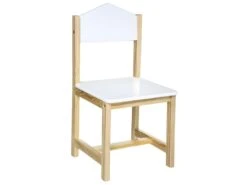 Chaise Pour Enfant En Bois Blanc Et Naturel H 59 Cm