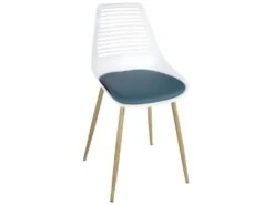Lot De 2 Chaises De Cuisine Retro GEOS (Blanc Bleu) -Meubles Soldes Boutique chaise 9525635