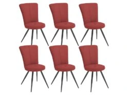 PARIL - Lot De 6 Chaises Matelassées Rouges