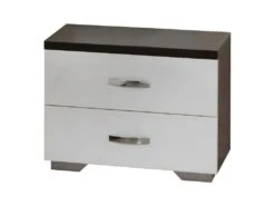 LUCIA - Chambre 160x200cm Laqué Blanc Et Chêne Anthracite -Meubles Soldes Boutique chambre complete 10153569