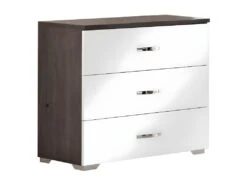 LUCIA - Chambre 160x200cm Laqué Blanc Et Chêne Anthracite -Meubles Soldes Boutique chambre complete 10153571