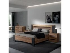CANDAS - Ensemble Lit 140x190cm + Chevets Effet Bois 9 CANDAS - Ensemble Lit 140x190cm + Chevets Effet Bois -Meubles Soldes Boutique chambre complete 10153825