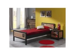 TCHAD - Pack Lit 90x200cm + Chevet En Pin Massif