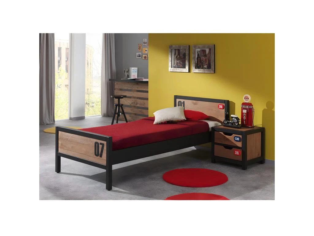 TCHAD - Pack Lit 90x200cm + Chevet En Pin Massif 3 TCHAD - Pack Lit 90x200cm + Chevet En Pin Massif