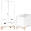 Lit évolutif 60x120 Et Armoire Mia - Blanc Et Bois 1 Lit évolutif 60x120 Et Armoire Mia - Blanc Et Bois -Meubles Soldes Boutique chambre complete 11119541
