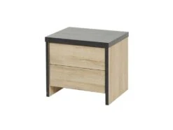 Chambre Complète 140X190 Chêne Naturel/Noir - ZEUS -Meubles Soldes Boutique chambre complete 11145297