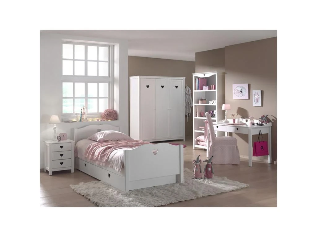 MILADY - Chambre 90x200cm + Chevet + Armoire 3P + Pack Bureau 3 MILADY - Chambre 90x200cm + Chevet + Armoire 3P + Pack Bureau