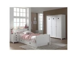 MILADY - Chambre 90x200cm + Chevet + Armoire 3 Portes