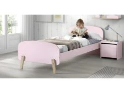 Lit 90x200 Et Chevet 1 Porte Kiddy - Vieux Rose