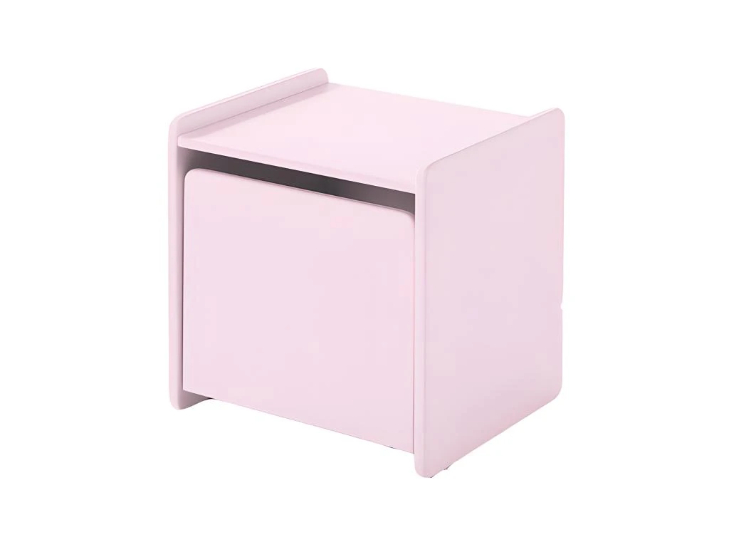 Lit 90x200 - Chevet 1 Porte Et Coffre à Jouets Kiddy - Vieux Rose 5 Lit 90x200 - Chevet 1 Porte Et Coffre à Jouets Kiddy - Vieux Rose – Image 3