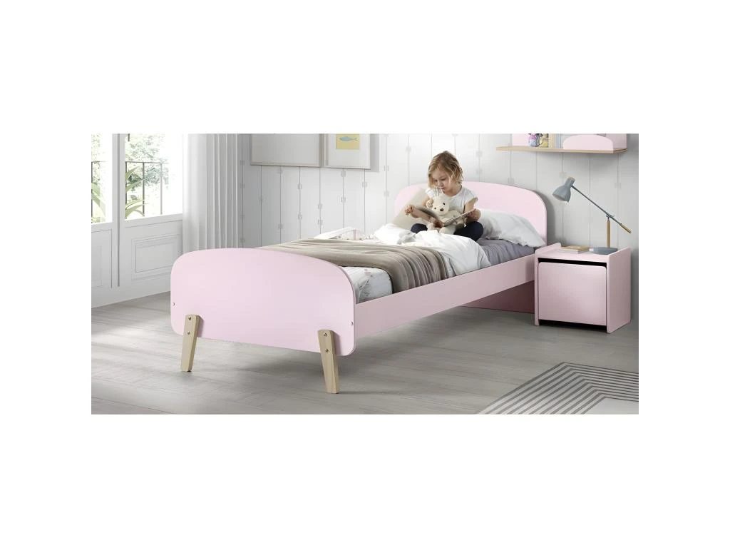 Lit 90x200 - Chevet 1 Porte Et Coffre à Jouets Kiddy - Vieux Rose 7 Lit 90x200 - Chevet 1 Porte Et Coffre à Jouets Kiddy - Vieux Rose – Image 5