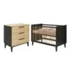 Lit Bébé 60x120 Et Commode 3 Tiroirs Xem Noir Et Bois -Meubles Soldes Boutique chambre complete 13901917