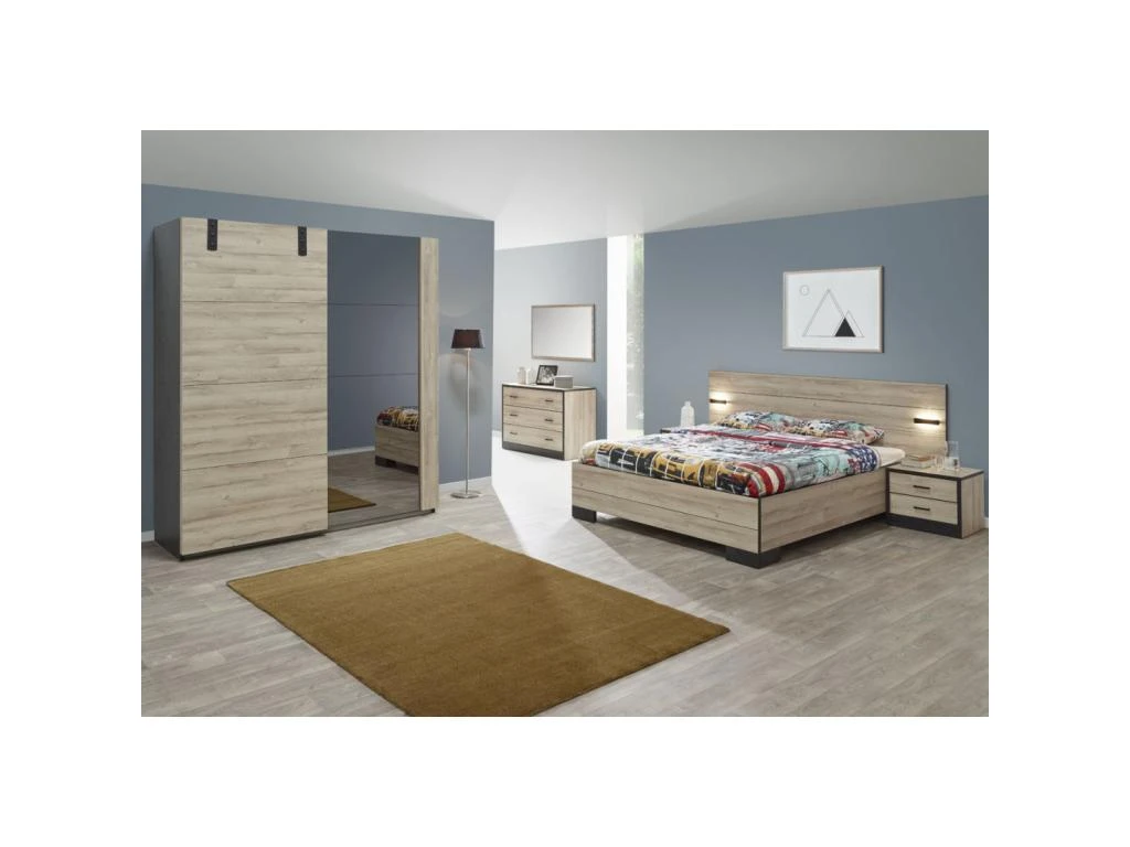 Chambre Complète (180*200) Chêne Naturel - OUDONG N°1 3 Chambre Complète (180*200) Chêne Naturel - OUDONG N°1