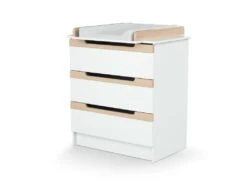 AT4 - Chambre 3 Tiroirs CARROUSEL Blanc Et Hêtre Verni -Meubles Soldes Boutique chambre complete 19464195