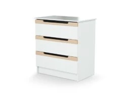 AT4 - Chambre 3 Tiroirs CARROUSEL Blanc Et Hêtre Verni -Meubles Soldes Boutique chambre complete 19464203