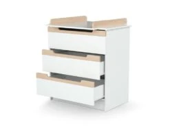 AT4 - Chambre 3 Tiroirs CARROUSEL Blanc Et Hêtre Verni -Meubles Soldes Boutique chambre complete 19464205