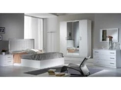 Chambre Complète 160x200 Laqué Blanc Brillant - AREZZO
