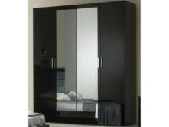 Chambre Complète 140x190 Laqué Noir Brillant - AREZZO -Meubles Soldes Boutique chambre complete 19826631