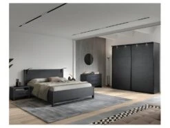 Chambre Complète 140x190/200 Cm à Led Bois Noir - UNYS N°1