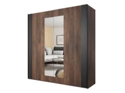 Chambre à Coucher Complète FOX : Lit Coffre 160x200, Armoire, Commode Et Chevets. Couleur Chêne Foncé Et Noir -Meubles Soldes Boutique chambre complete 9143503