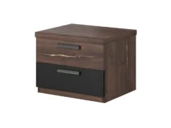 Chambre à Coucher Complète FOX : Lit Coffre 160x200, Armoire, Commode Et Chevets. Couleur Chêne Foncé Et Noir -Meubles Soldes Boutique chambre complete 9143505