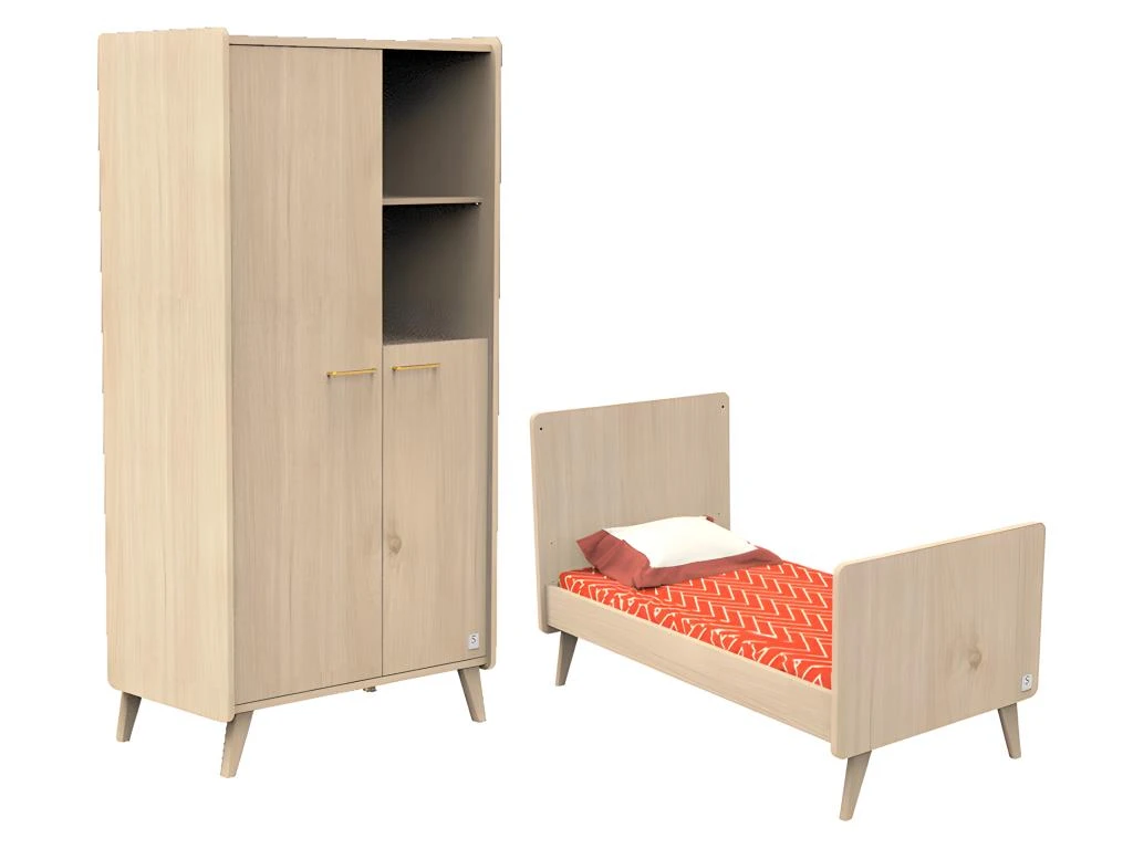 Lit Bébé évolutif Et Armoire 2 Portes Arty Bois 3 Lit Bébé évolutif Et Armoire 2 Portes Arty Bois