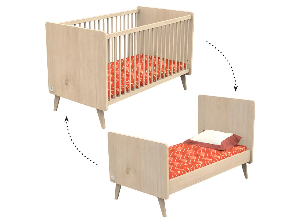 Lit Bébé évolutif Et Armoire 2 Portes Arty Bois 5 Lit Bébé évolutif Et Armoire 2 Portes Arty Bois – Image 3