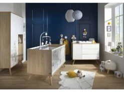 Chambre Complète Lit Bébé Commode à Langer Et Armoire Seventies Bois Et Blanc