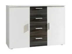 Chambre Complète Irina Coloris Blanc Et Gris Anthracite : Lit 180x200 Cm + Armoire + Commode + Chevets. -Meubles Soldes Boutique chambre complete 9814663