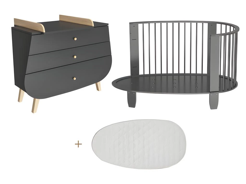 Lit Bébé évolutif Et Commode Avec Plan à Langer Oeuf Gris Anthracite 3 Lit Bébé évolutif Et Commode Avec Plan à Langer Oeuf Gris Anthracite