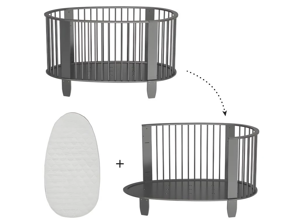 Lit Bébé évolutif Et Commode Avec Plan à Langer Oeuf Gris Anthracite 4 Lit Bébé évolutif Et Commode Avec Plan à Langer Oeuf Gris Anthracite – Image 2