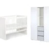 Lit Bébé Et Armoire 3 Portes LittleSky By Klups Dalia - Blanc -Meubles Soldes Boutique chambre complete 9815871