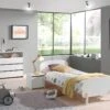 Lit 90x200 - Chevet 1 Porte Et Commode 3 Tiroirs Kiddy - Blanc -Meubles Soldes Boutique chambre complete 9817237