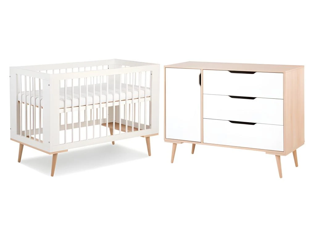Lit Bébé Et Commode à Langer LittleSky By Klups Sofie Blanc 3 Lit Bébé Et Commode à Langer LittleSky By Klups Sofie Blanc