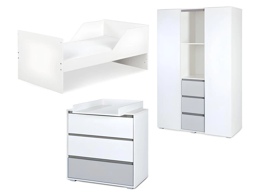 Chambre Complète Lit Bébé évolutif - Commode à Langer - Armoire 3 Portes LittleSky By Klups Dalia - Blanc 4 Chambre Complète Lit Bébé évolutif - Commode à Langer - Armoire 3 Portes LittleSky By Klups Dalia - Blanc – Image 2