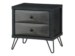 Table De Chevet - 2 Tiroirs - Tissu Gris - COSTANZA -Meubles Soldes Boutique chevet 306665