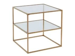 Table De Chevet - 1 Tablette - Verre Trempé Et Acier - Doré - KOHANA -Meubles Soldes Boutique chevet 449905