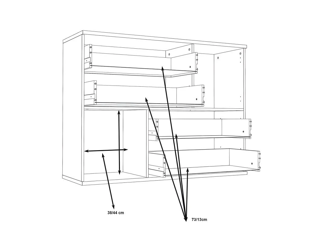 Commode 2 Portes 4 Tiroirs Décor Chêne Clair Blanc - DEST 7 Commode 2 Portes 4 Tiroirs Décor Chêne Clair Blanc - DEST – Image 5